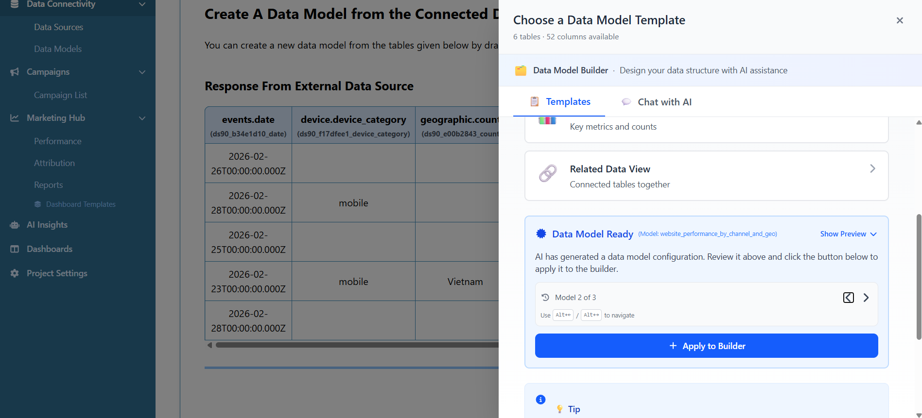 AI Data Modeler One Button Model Generator